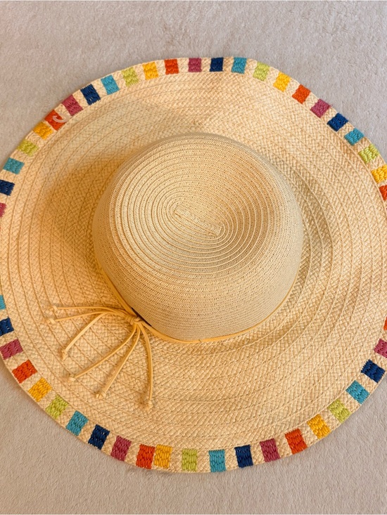 Sun And Sand Accessories - Sun And Sand Rainbow Trim Straw Sun Hat